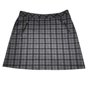 NWOT CHARLIE B Black Grey Plaid Mini Skirt Size XL